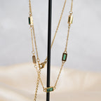 Gold Megs Necklace with Green Stones - Terciany 
