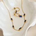 Gold & Blue Jewellery Set | 18k Gold-Plated Stainless Steel Necklace & Earrings - Terciany 