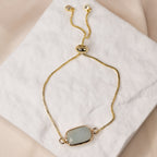 Gold Adjustable bracelet with Amazonite semi precious stone - Terciany 