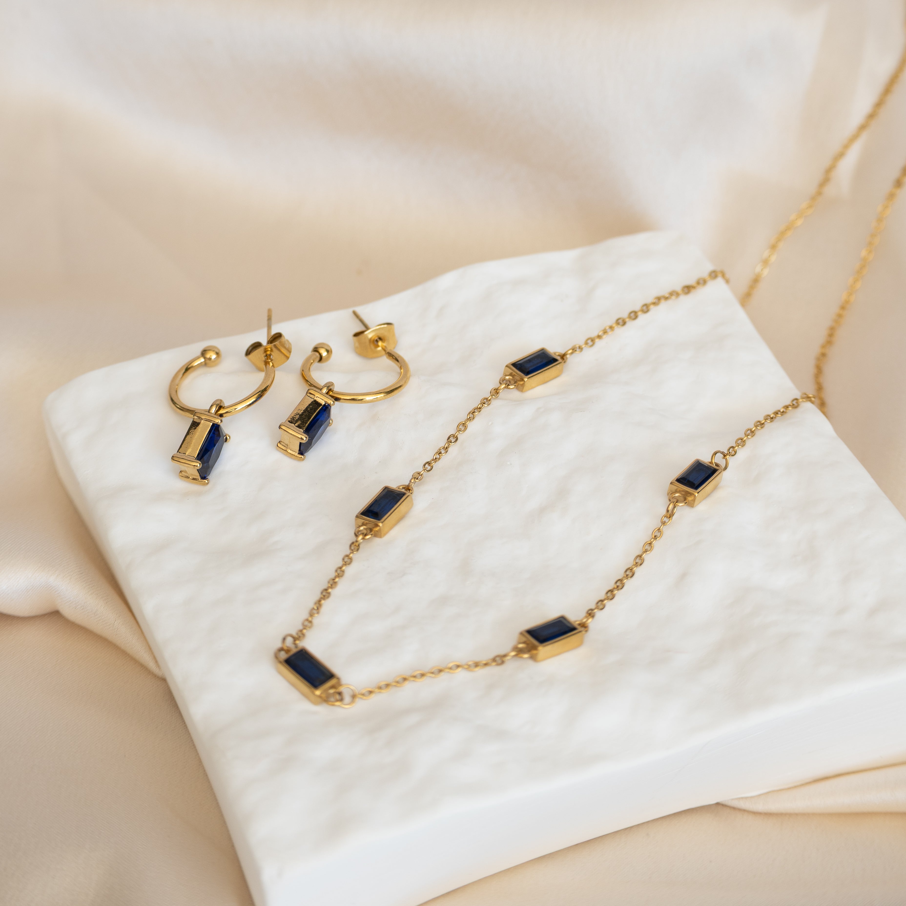 Gold and Blue Megs necklace