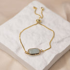 Gold Adjustable bracelet with Amazonite semi precious stone - Terciany 