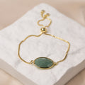 Gold Bracelet with Aventurine Semi Precious stone - Terciany 