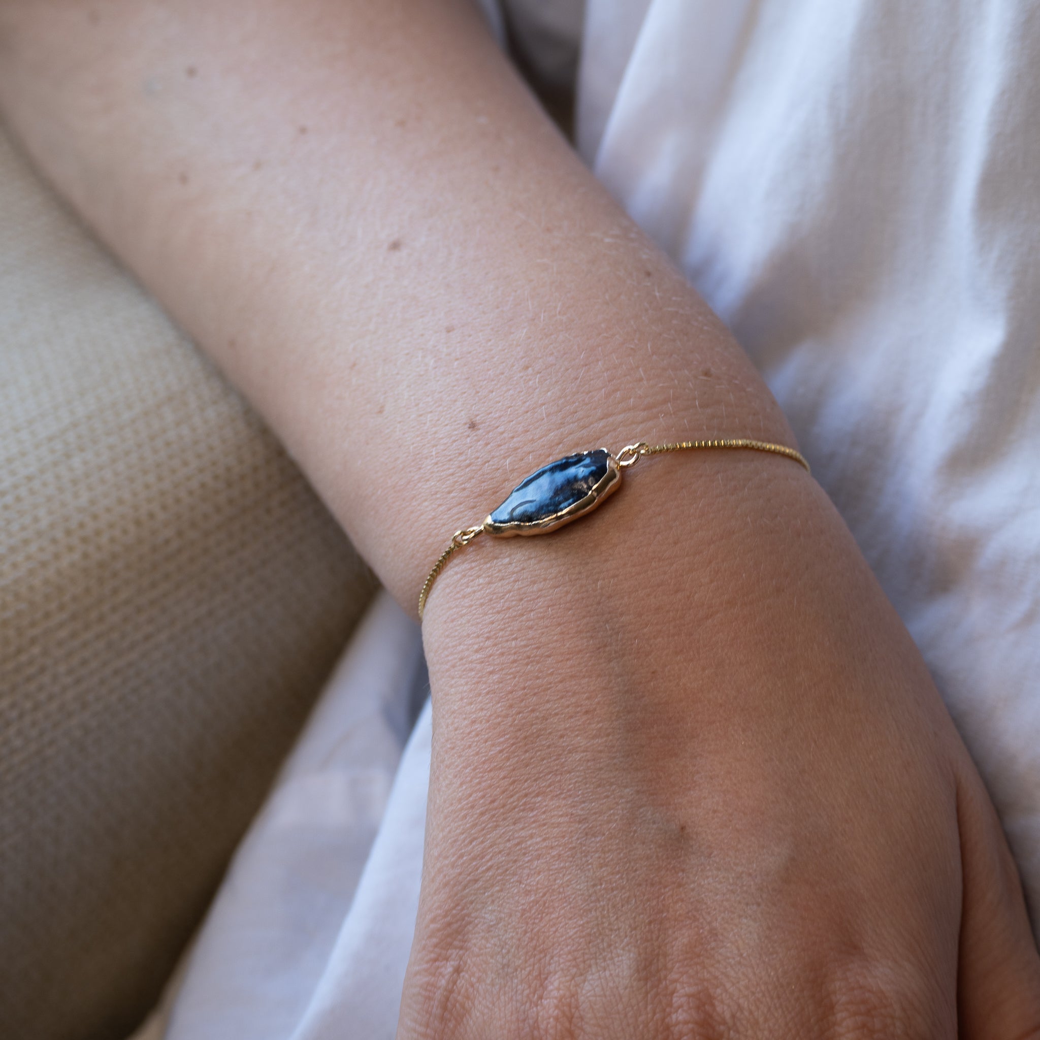 Gold Adjustable Freshwater pearl bracelet