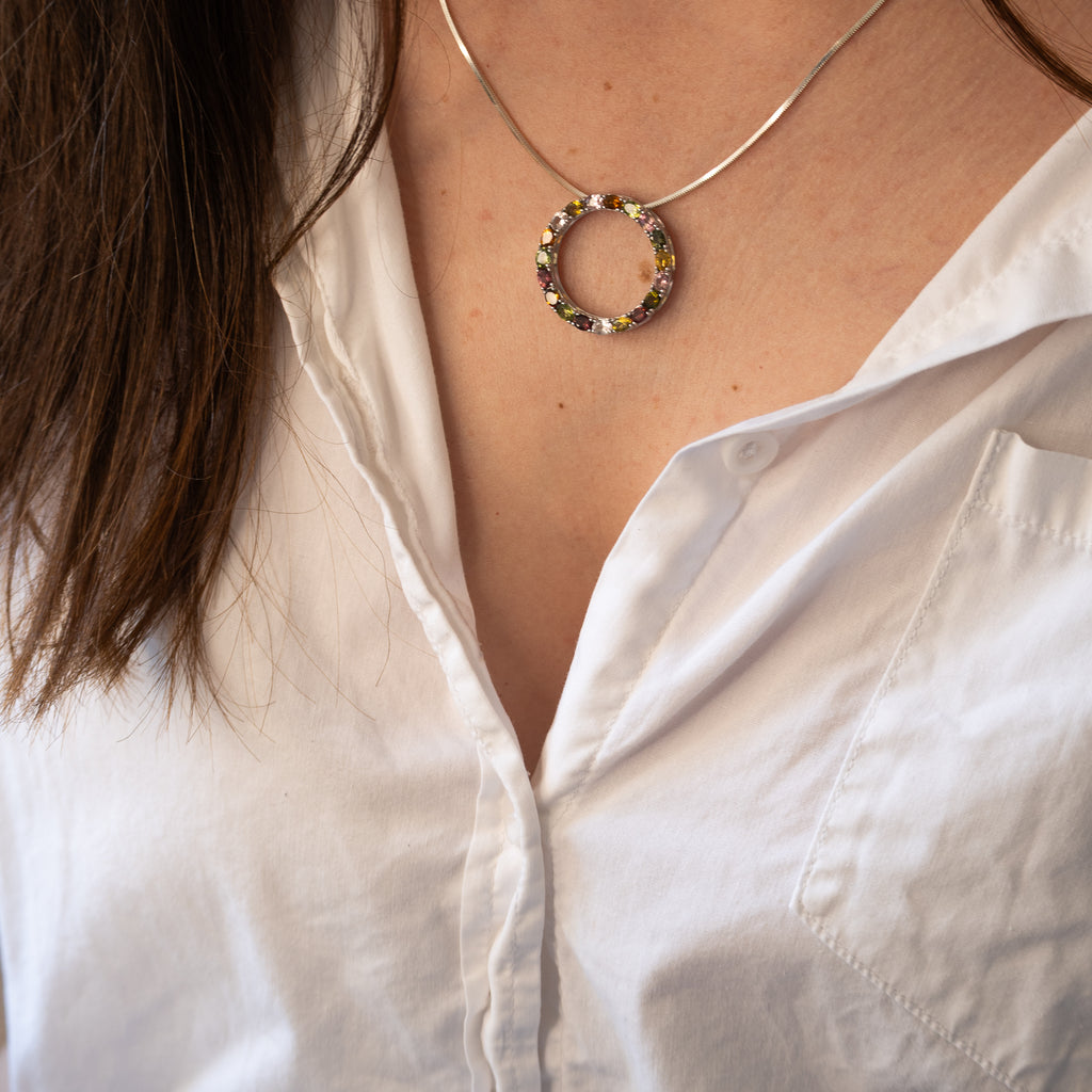 Statement Tourmaline 30 mm Full circle slider Necklace