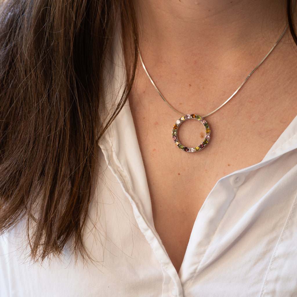 Statement Tourmaline 30 mm Full circle slider Necklace