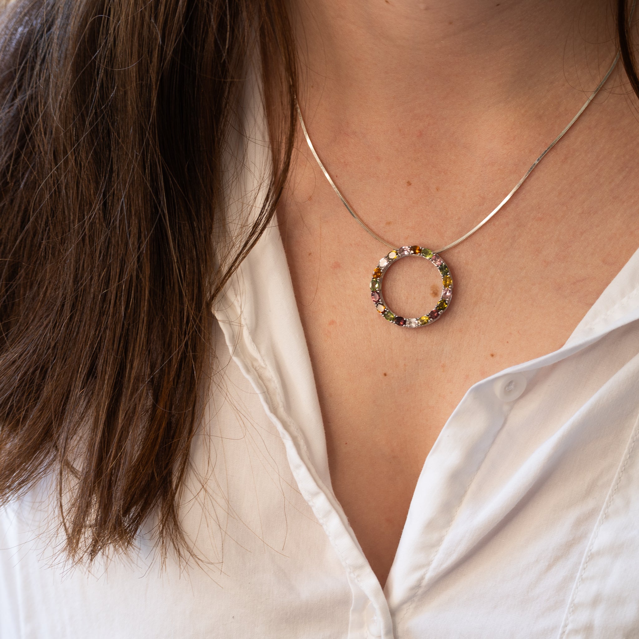 Statement Tourmaline 30 mm Full circle slider Necklace