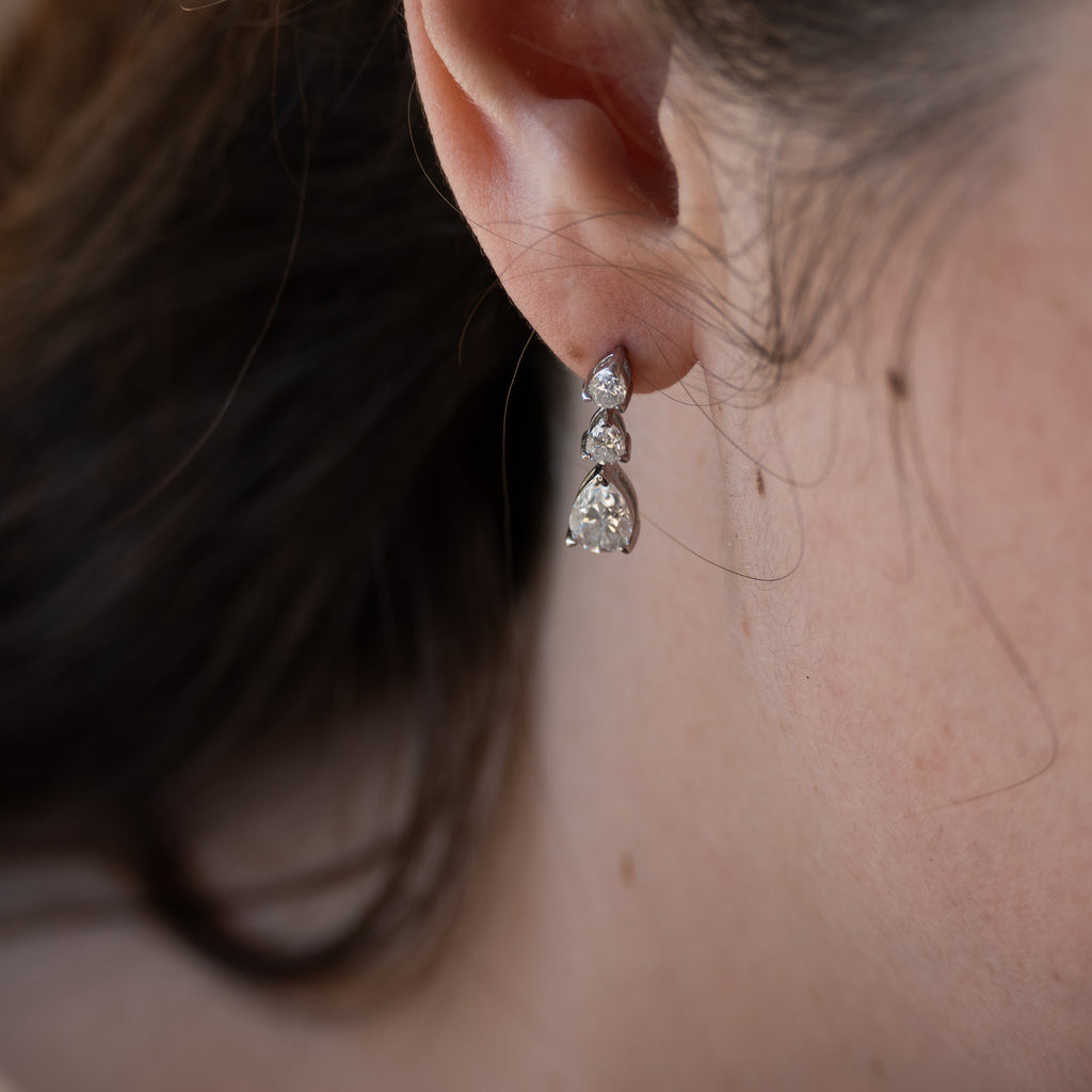Three drop Moissanite stone earrings