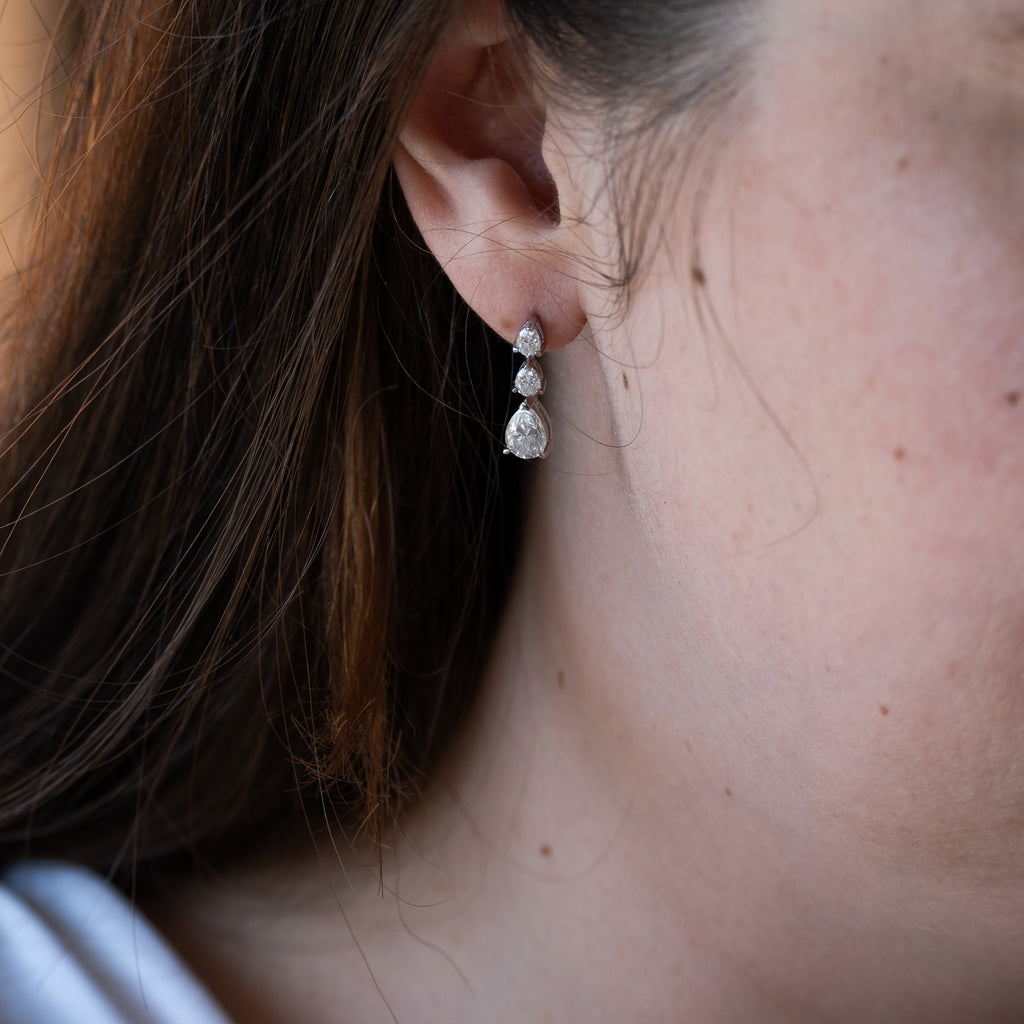 Three drop Moissanite stone earrings