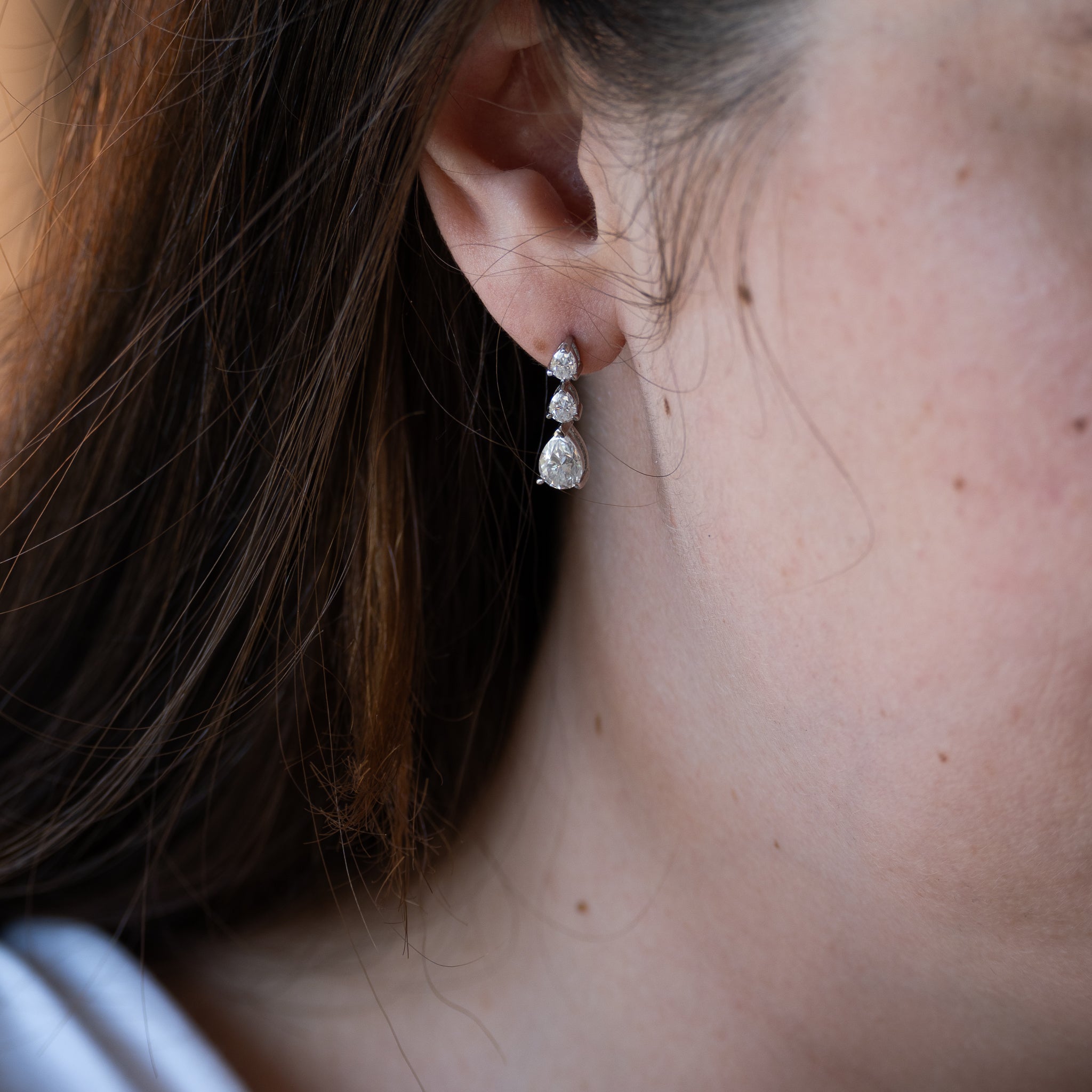 Three drop Moissanite stone earrings