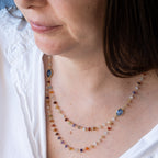 Tourmaline Semi Precious stone nugget gold necklace - Terciany 
