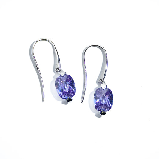 Stunning sterling silver earrings with purple cubic zirconia