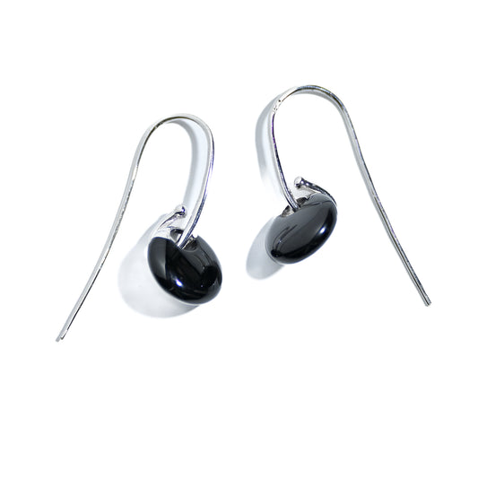 Black Agate Quarts drop earrings on sterling silver drops