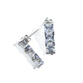Stunning Three Stone Stud Earrings In Modern Setting