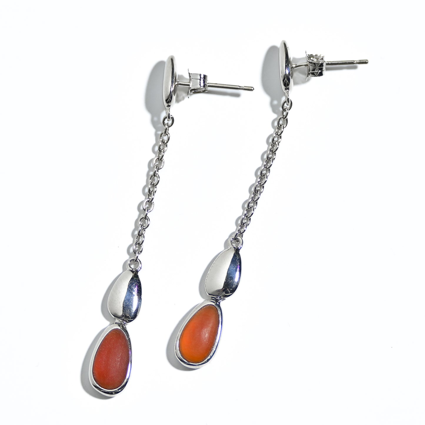 Sterling silver earrings with Red Agate Gemstone inlays