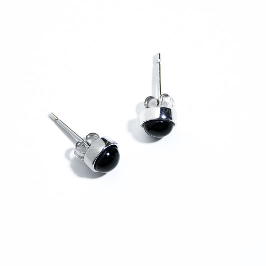 Sterling silver studs with black Agate quarts stone inlays