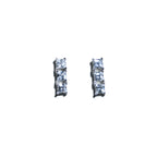 Stunning Three Stone Stud Earrings In Modern Setting