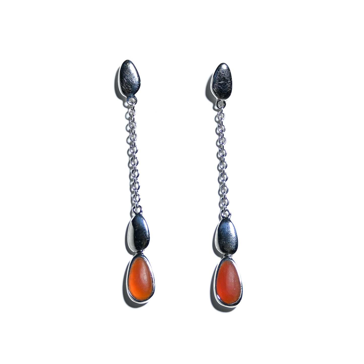 Sterling silver earrings with Red Agate Gemstone inlays