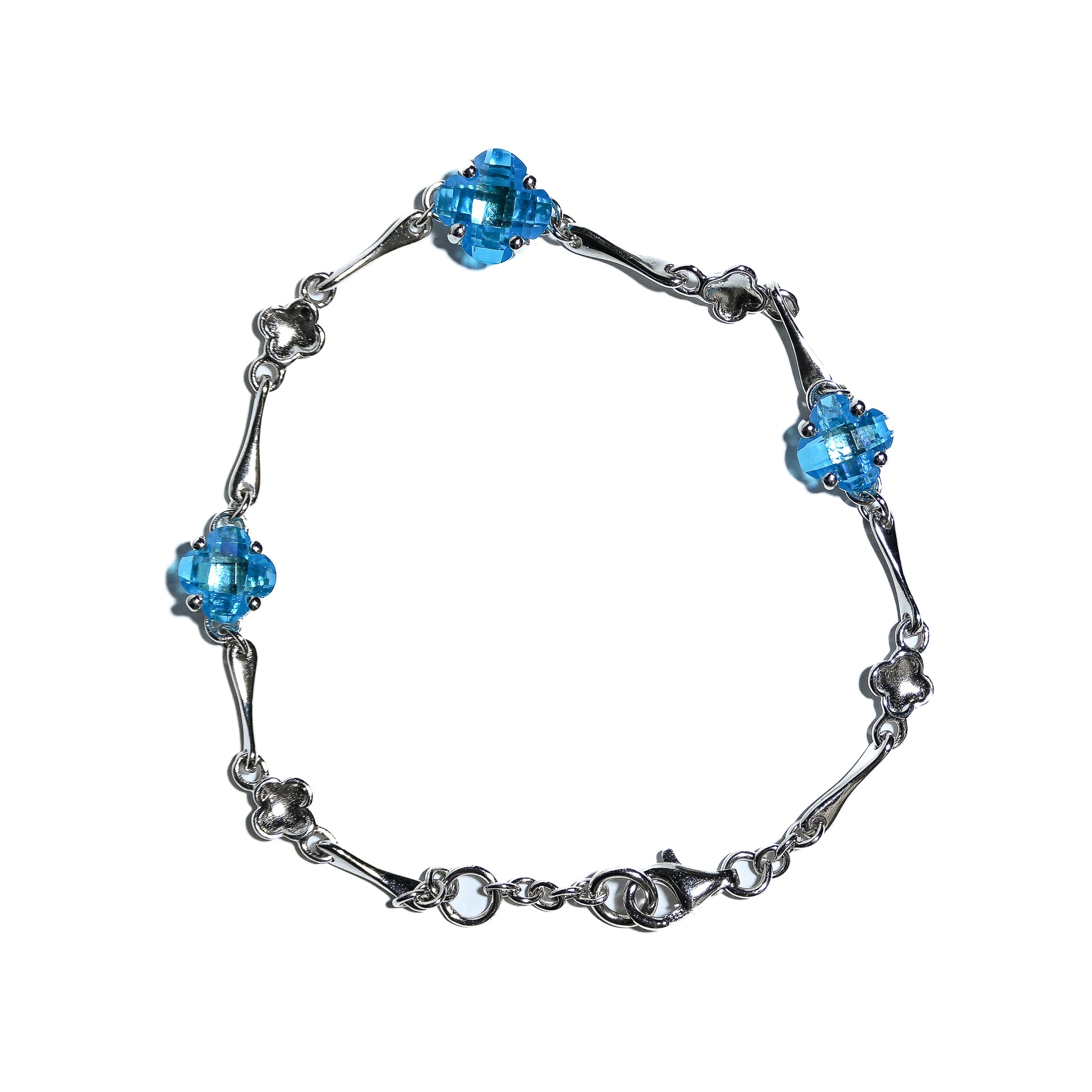 Sterling Silver Bracelet With Blue Cubic Zirconia