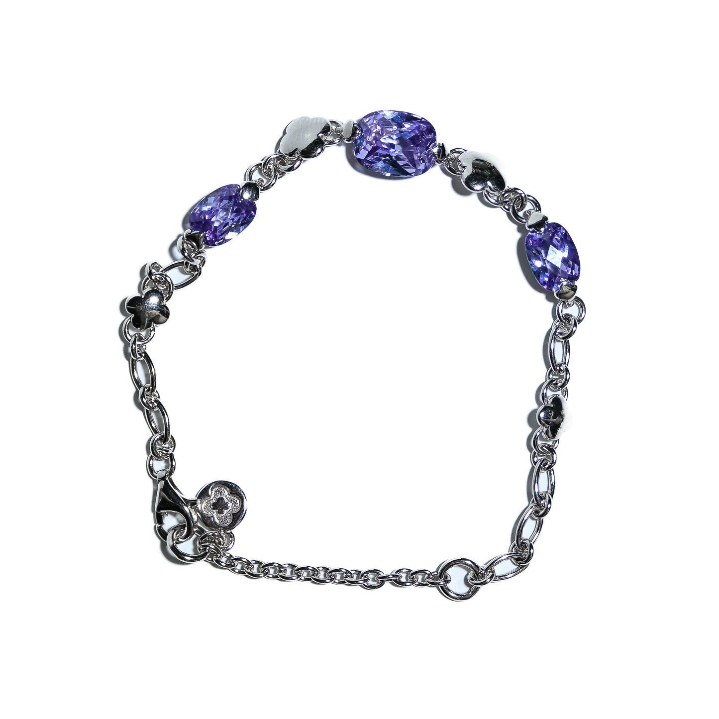 Sterling silver bracelet with purple cubic zirconia