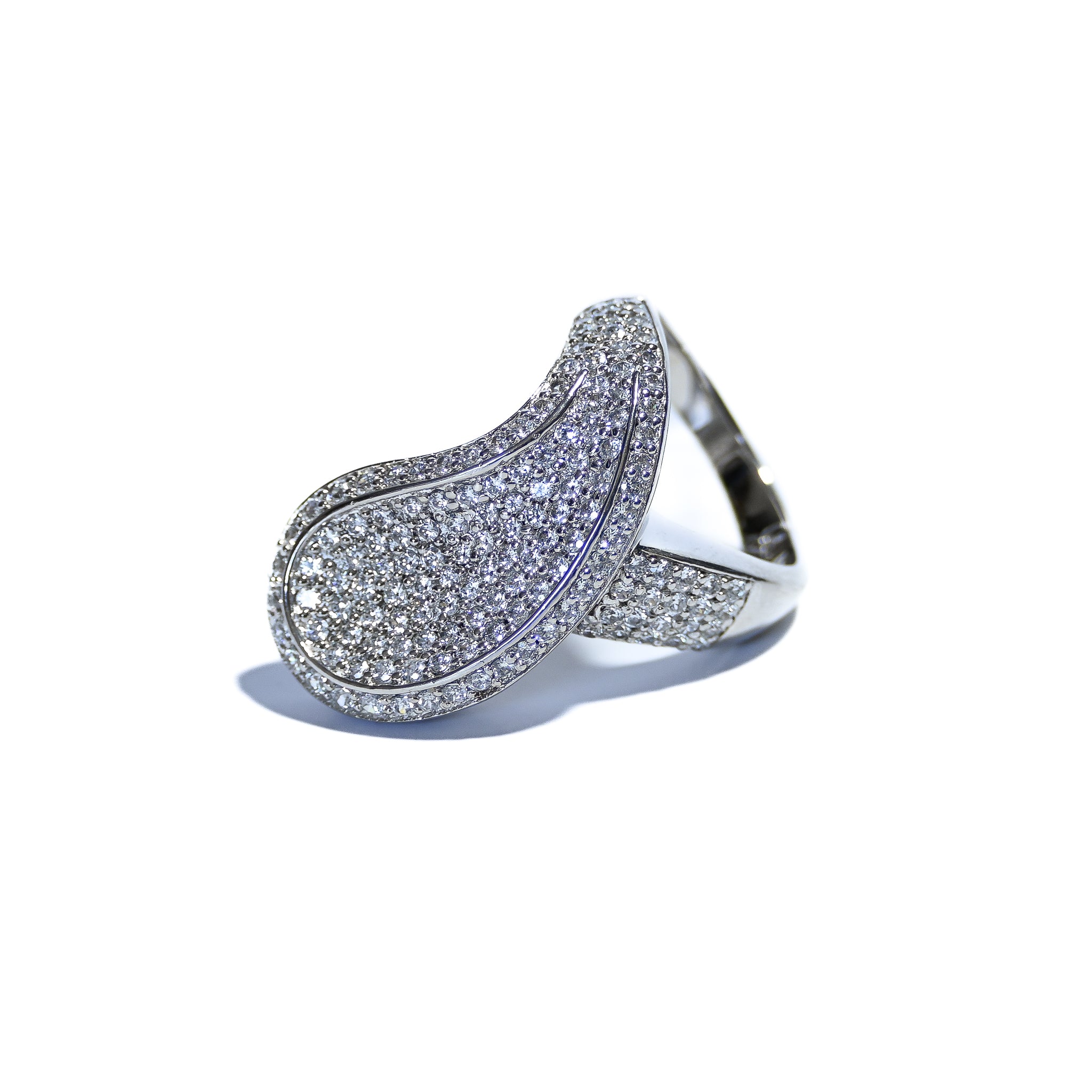 Statement Pavé Detail Sterling Silver Ring