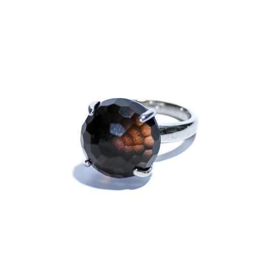 Sterling Silver Ring with Smokey Amethyst Semi-Precious Stone