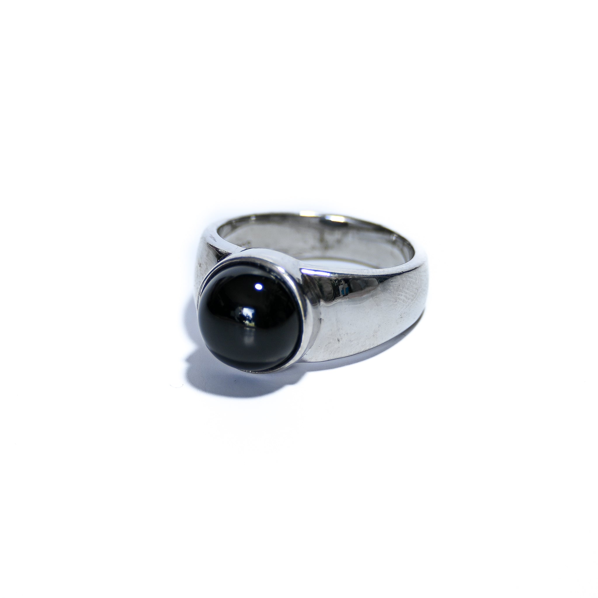 Sterling Silver Ring With Black Agate Stone