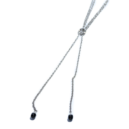 Sterling silver necklace with black Agate quarts stone inlays