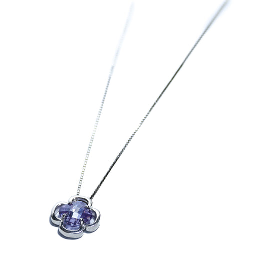 Sterling silver necklace with stunning purple cubic zirconia
