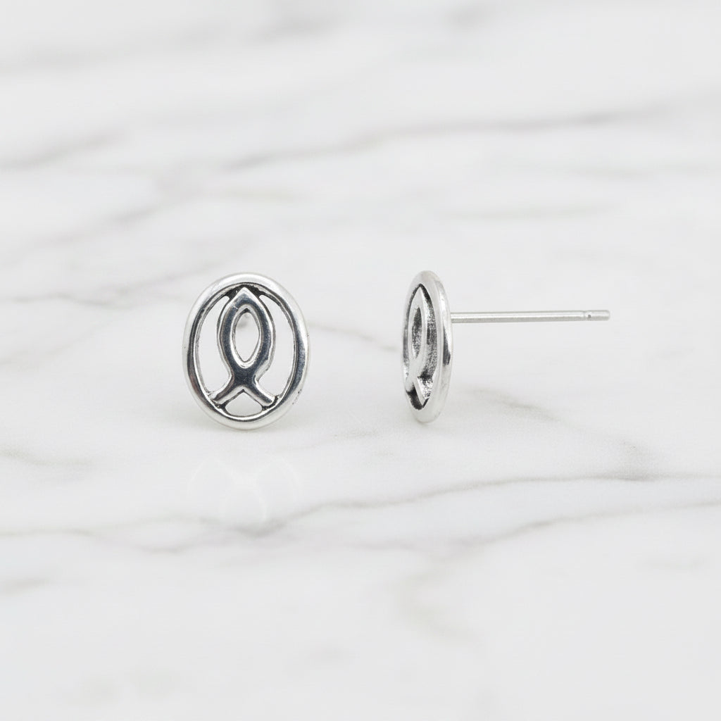 Fish Sign Stud Earrings