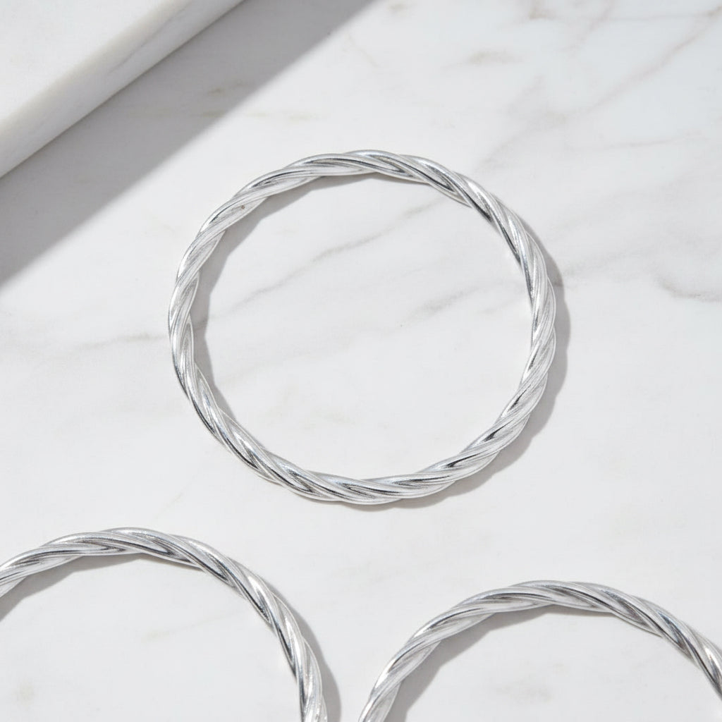 Thick Sterling Silver Rope Bangle - Terciany 