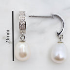 Sterling Silver Drop Earrings With Beautiful Freshwater Pearl And Cubic Zirconia Detail - Terciany 