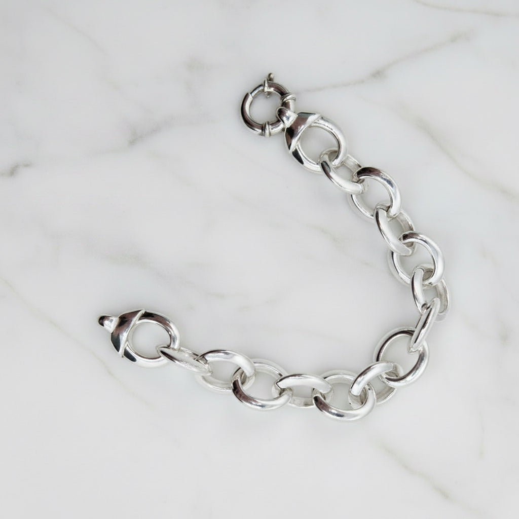 Bulky Large Belcher Chain Link Statement Bracelet 23 cm - Terciany 