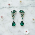 Green Flower Drop Earrings