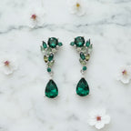 Green Flower Drop Earrings