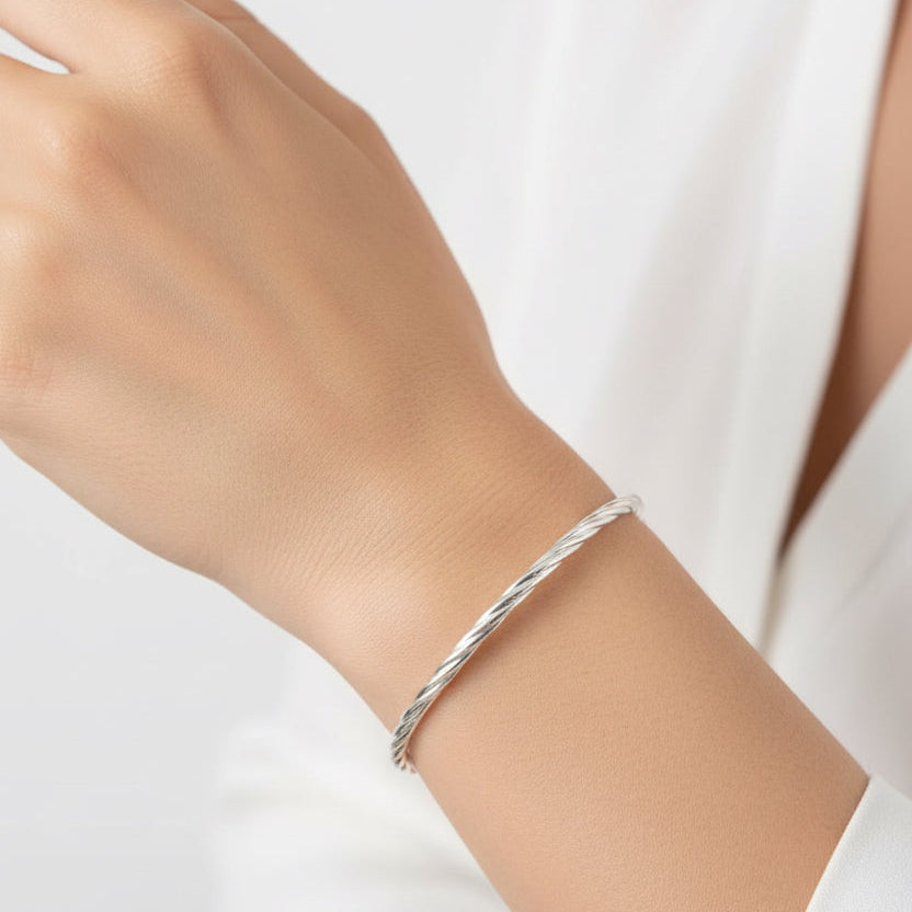Sterling Silver Rope Bangle - Terciany 
