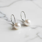 White 9mm Freshwater Pearl On Comfy Earring Setting - Terciany 