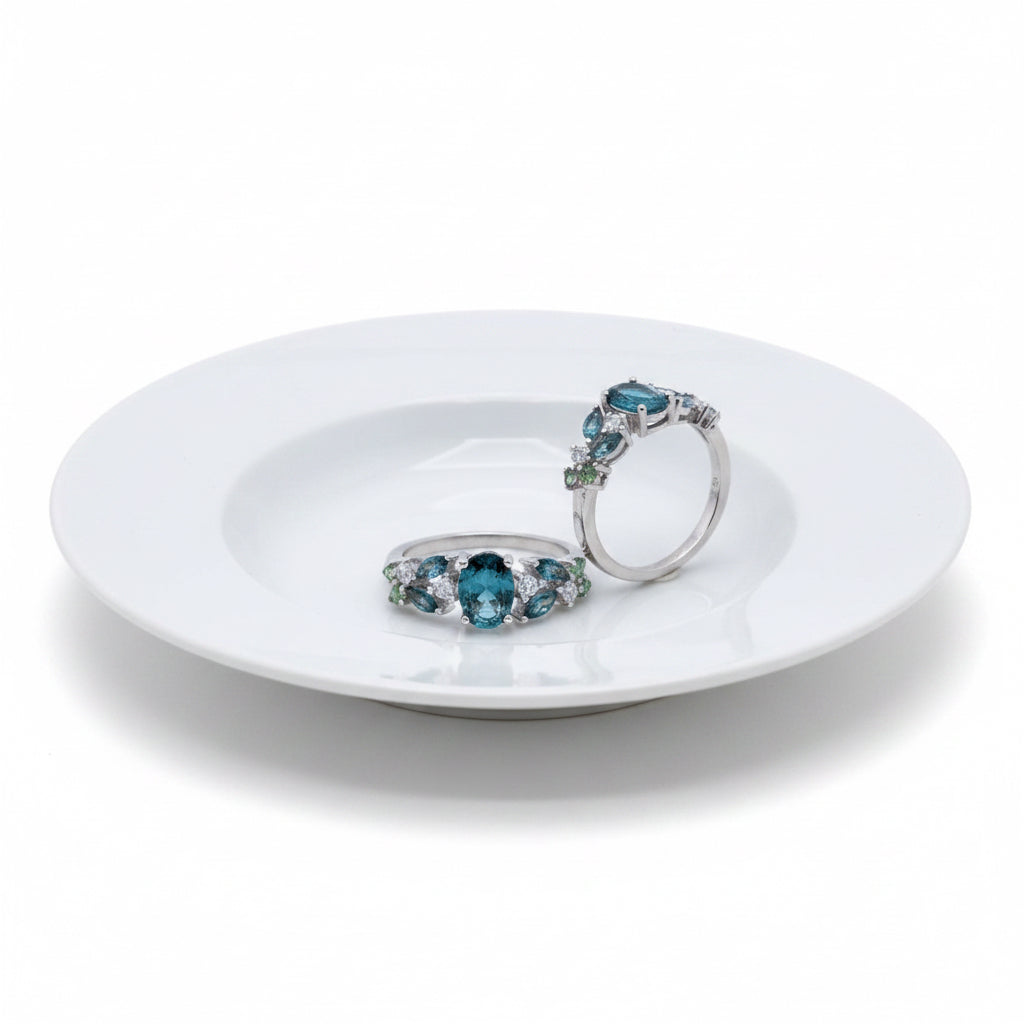 Green And Clear Bobble Cubic Ring