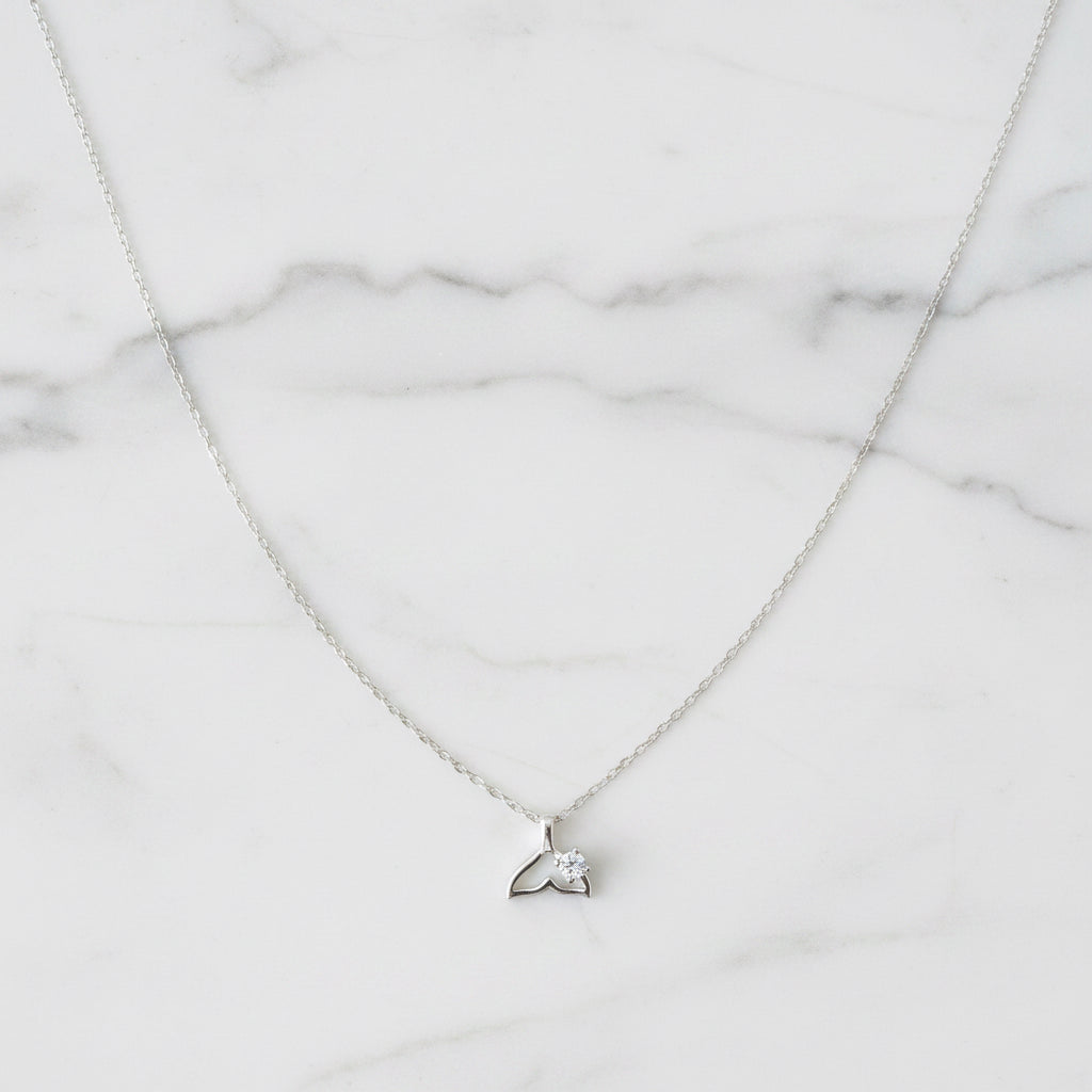 Whale Tail Necklace With Bling In Tail