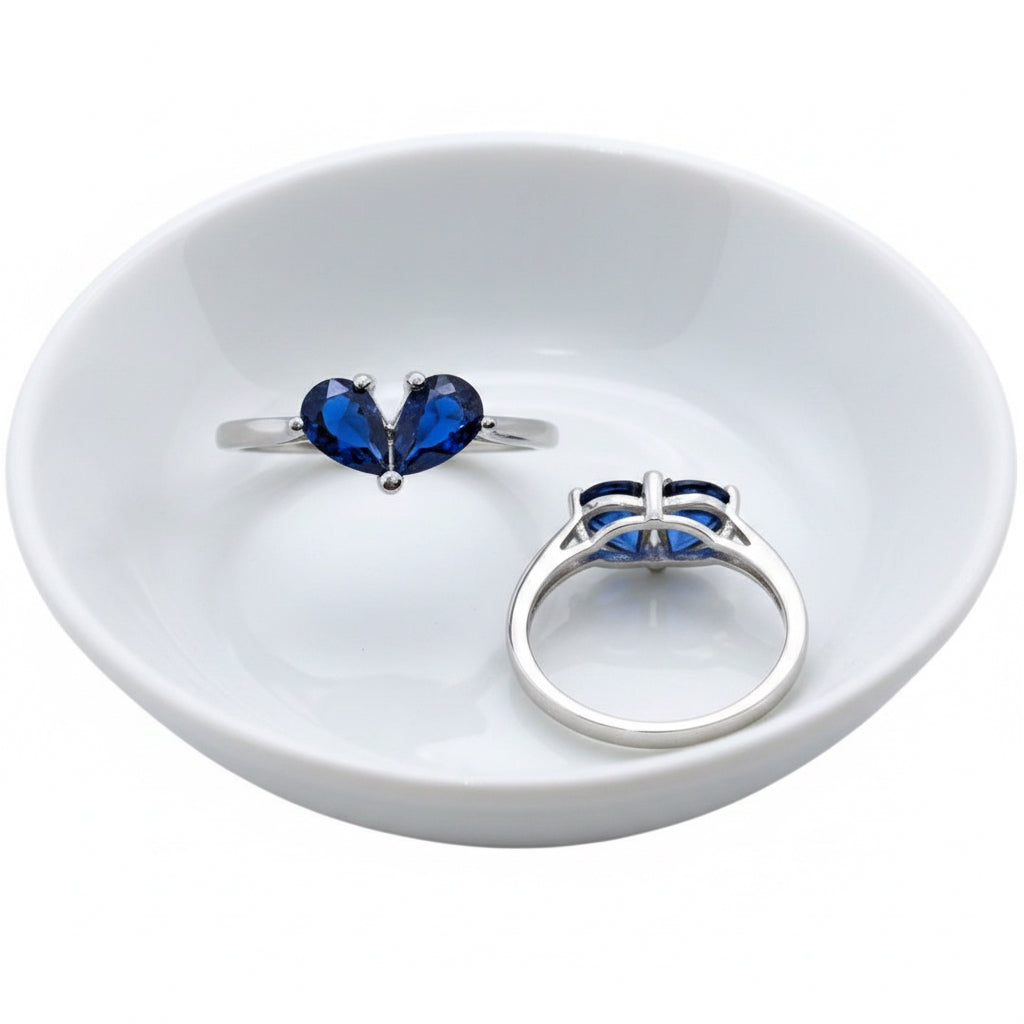 Blue Heart Cubic Zirconia Ring