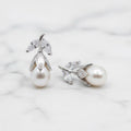 Flower petal pearl and bling earrings