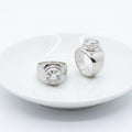 Sterling Silver Statement Ring With Cubic Zirconia In Tube Setting