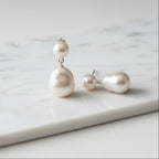 Double Drop Freshwater Pearl Earrings - Terciany 