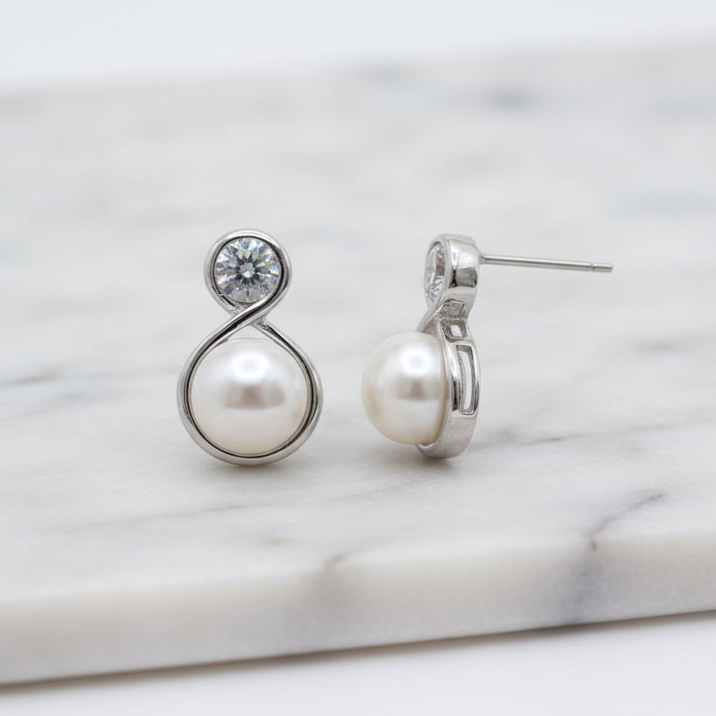 Sterling Silver Cross Over Stud Earring