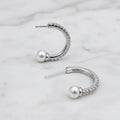 Cubic Zirconia Pavé Hoop Earrings With Pearls On End