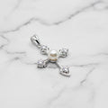 Sterling Silver Cross Pendant With Cubic Zirconia On End - Terciany 