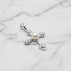 Sterling Silver Cross Pendant With Cubic Zirconia On End - Terciany 