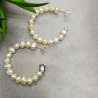 Sterling Silver 34Mm Hoops With Lots Op 5 mm Freshwater Pearls - Terciany 