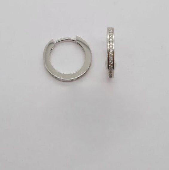 16 Mm Sterling Silver Huggys With Cubic Zirconia