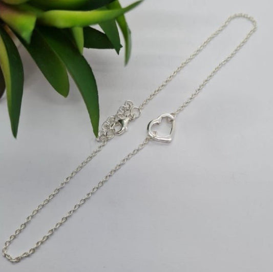 Sterling silver anklet with heart