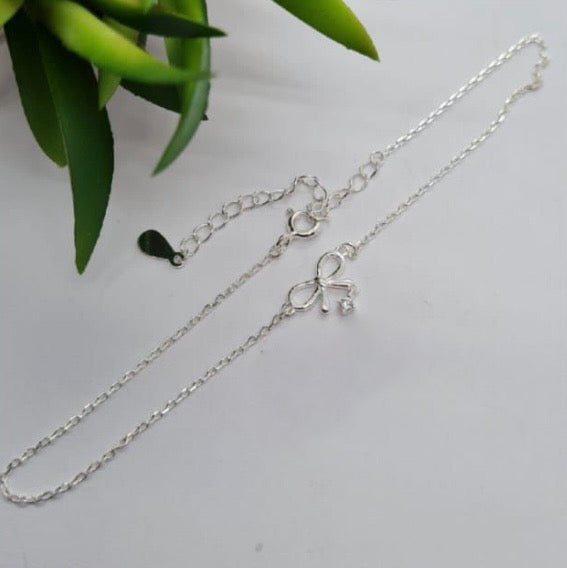 Sterling Silver Anklet With Bow